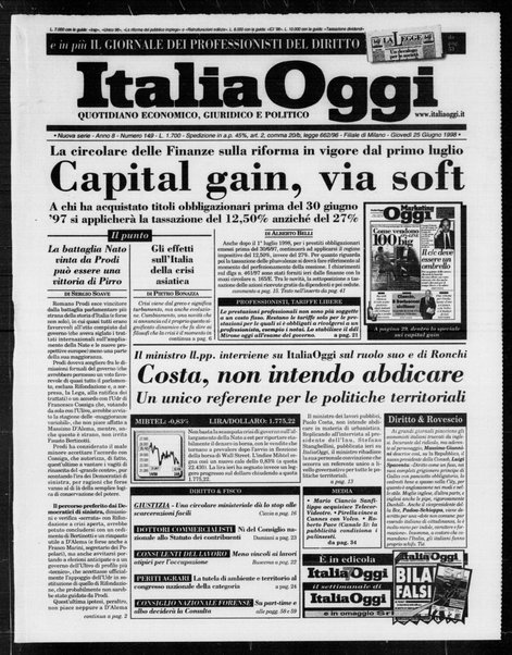 Italia oggi : quotidiano di economia finanza e politica